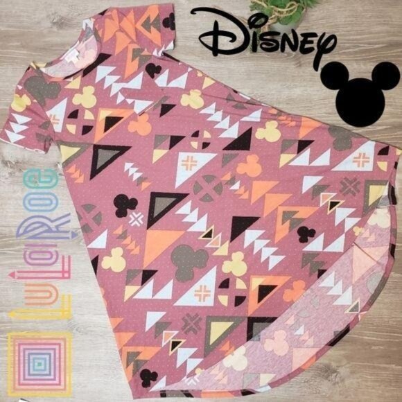 LuLaRoe Disney Collaboration XXS Carly Dress Multicolor Geometric Mickey Pattern - Picture 1 of 8